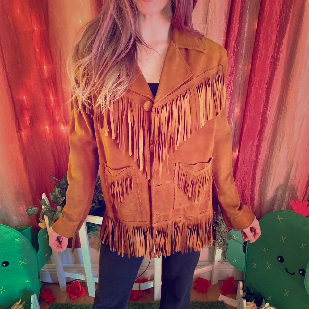 Vintage suede fringe jacket